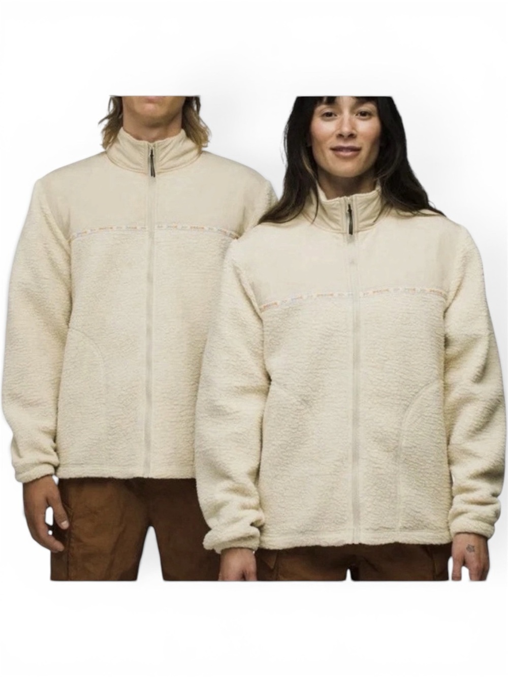 Prana Fleece Jacket Hurricane  Full Zip Cliffside Ivory Men's Med NWT